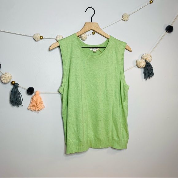 VINTAGE y2k preppy light green sweater vest - Picture 6 of 10
